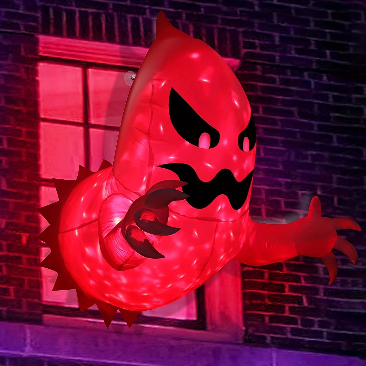 4ft Halloween Inflatable Ghost With Rotating Flame Lights - Window Haunt Decor For Outdoor Yard