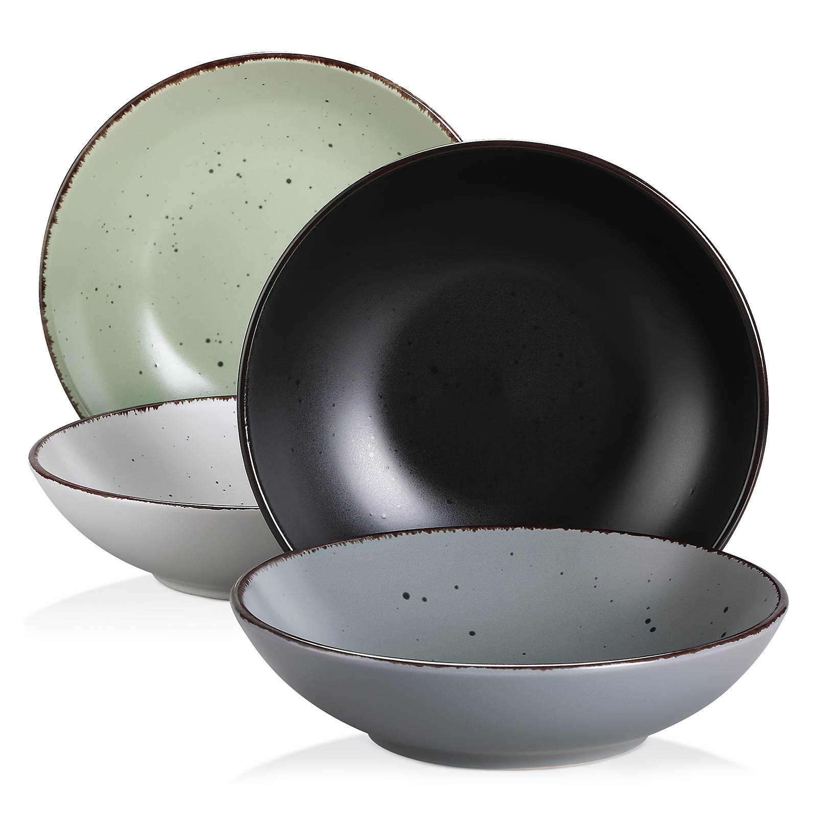 E-shop 4 Stück Nudelbowl 8 Zoll Suppenschüssel-Set Steinzeug Suppenschüssel Vintage Look 900 ML Ramen Nudelbowl