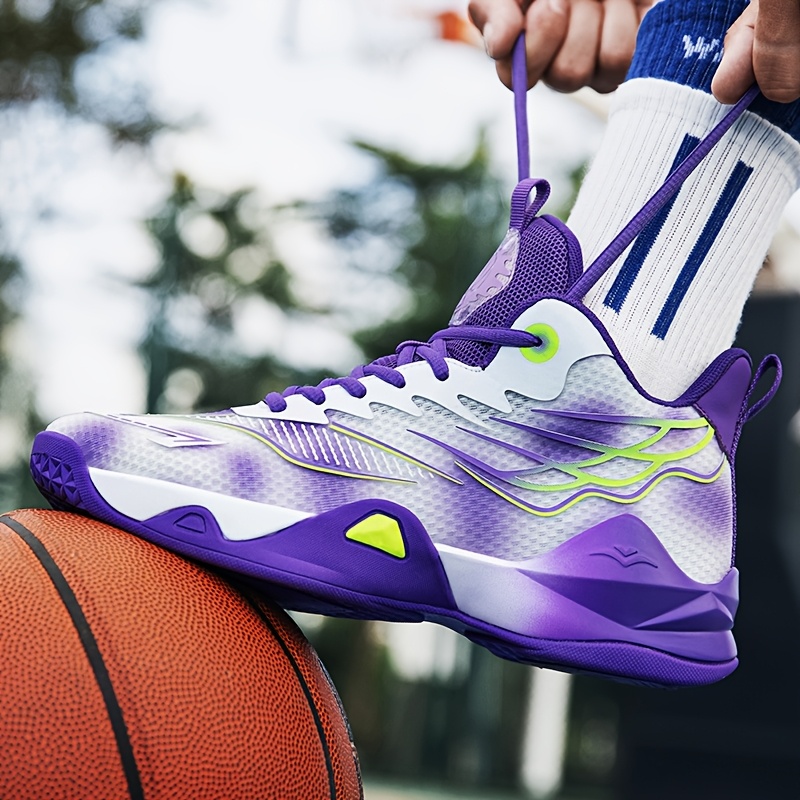 Zapatillas De Baloncesto Para Hombre - Ligeras, Transpirables, Diseño De Bloques De Color, Suela Con Amortiguación