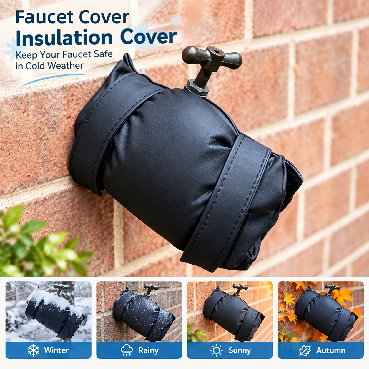 outdoor faucet cover for winter waterproof water spigot insulation cover freeze protection sleeve reusable faucet protector cold weather pipe insulation windproof thermal cover anti freezing winter faucet warmers   used  