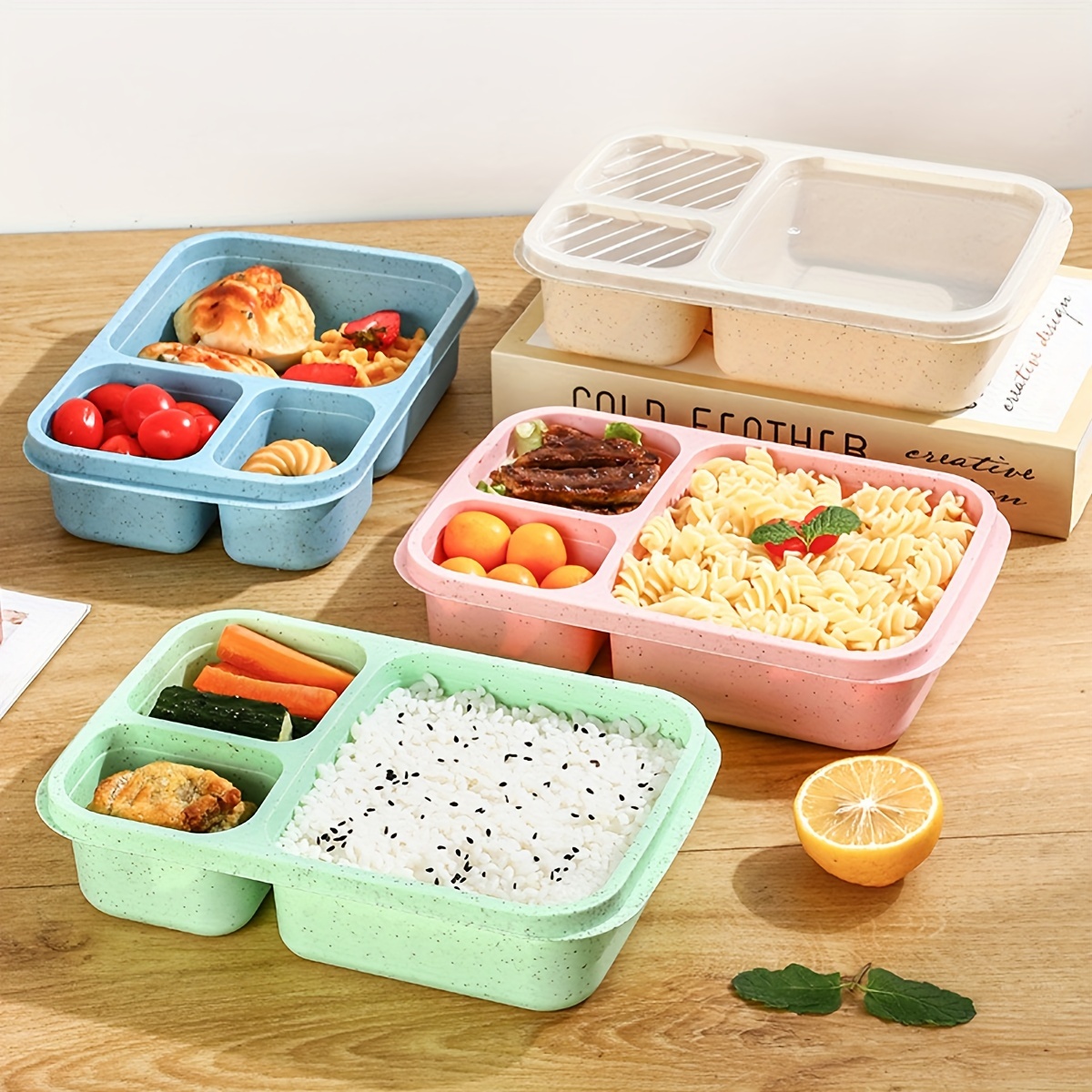 leak proof bento lunch box with compartments     outdoor meals   plastic easy to clean details 4