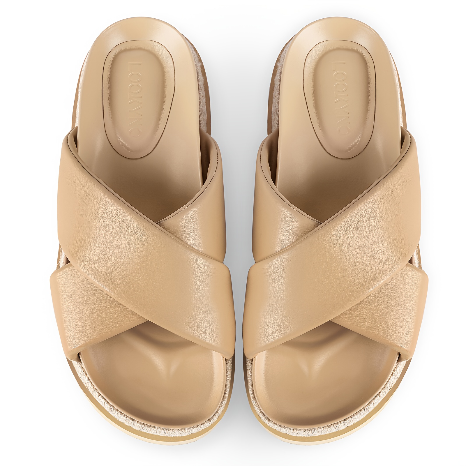 womens platform sandals slip on open toe beach slides with cushioned eva sole non slip cross strap platform shoes for casual formal everyday vacation   footwear formal sandals crisscross strap design durable pu cover Product details 3