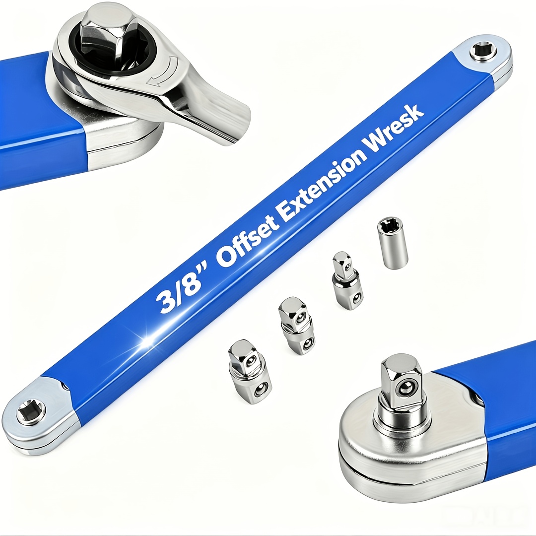 TEMU Jeu de clés à offset allongées universelles prêtes à l'impact avec adaptateur, pour entraînement 1/2", 1/4", 3/8" - Métal durable, outil