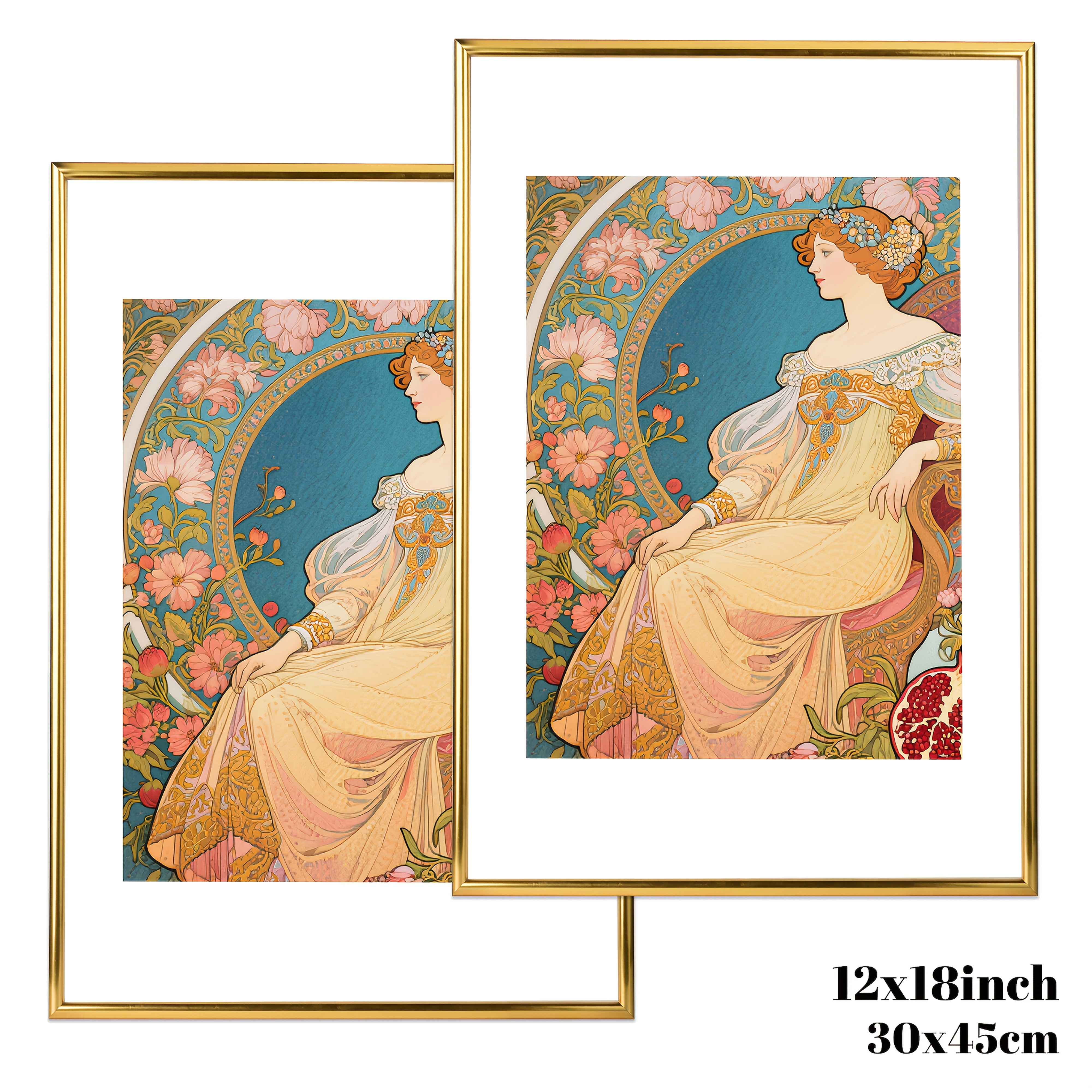 TEMU Picture Frame: 2pcs Golden Simple Photo Frame, Gift Box Set, Home/bedroom Decorative Picture Frame, Wall Photo Stand, Gallery Wall Photo Frame,