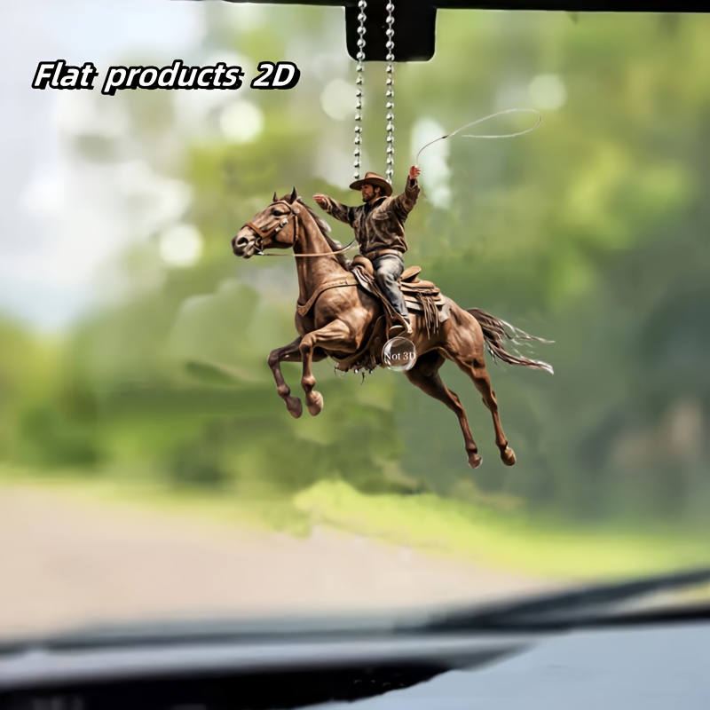 

1pc Western Cowboy 2d Acrylic Hanging Ornament, Car Mirror Charm, Keychain, Indoor Decor, Christmas Tree Accessory, Decorative Pendant With Hanging Chain