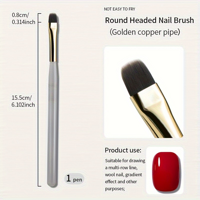 Nail Art Round Tip Brush, Color Painting And Lining Brush, Golden Round Tip Brush, Nail Art Tool