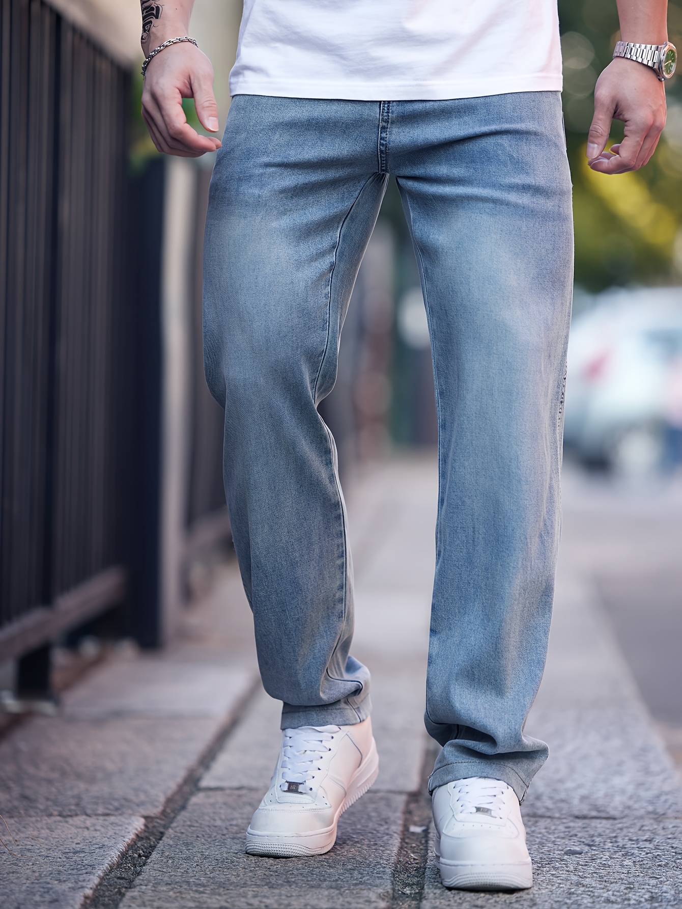 2025 Spring/Summer New Embroidered Men'S Straight Pants, Stylish Streetwear Versatile Cool Trendy Men'S Faux Denim