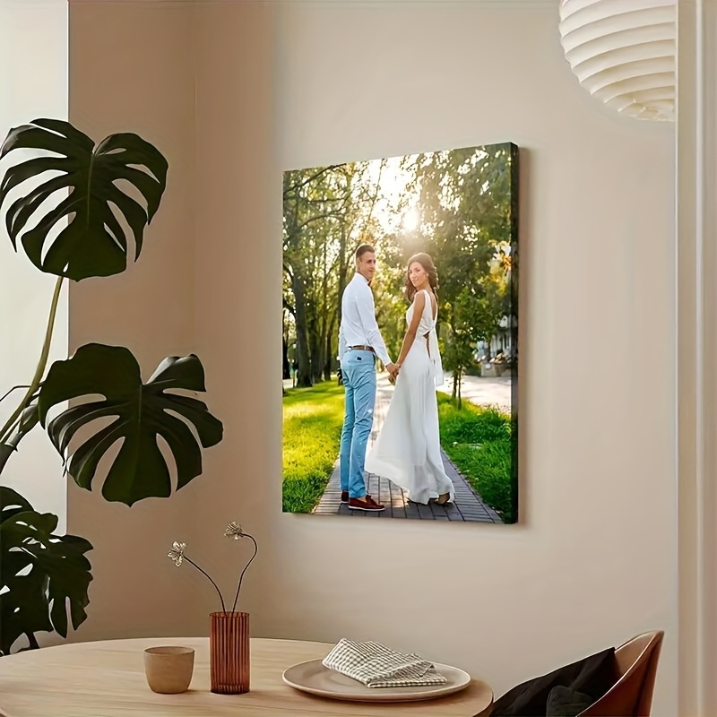 TEMU 2d Flat, 2d Flat, Unframed, 1pc Custom Canvas Art, Personalized Multi-photo Wall Decor, Suitable For Couples, Holiday Memories, Family And Home,