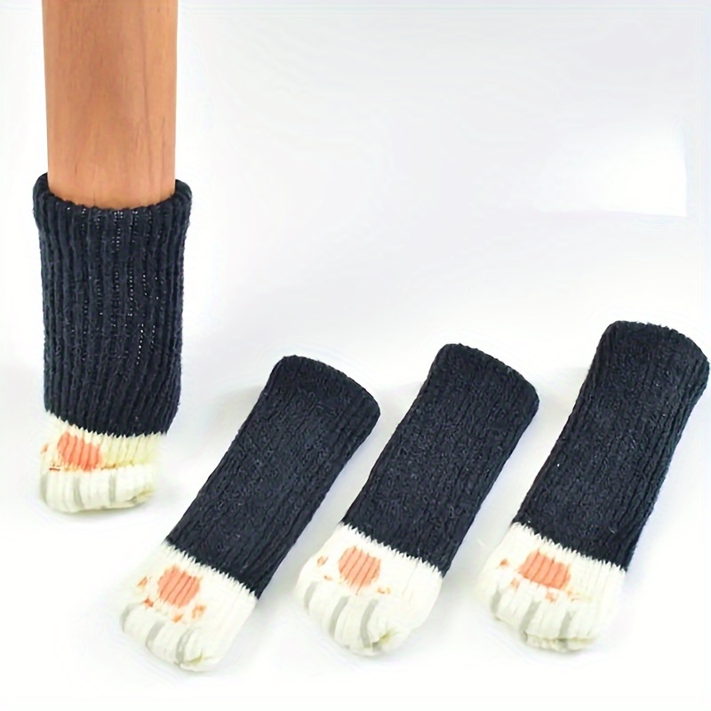 TEMU 4 Protège-Pieds de Chaise : Protections Élastiques Tricotées pour Pieds de Meubles Anti-Rayures, Réduisant le Bruit et Facilitant le Déplacement