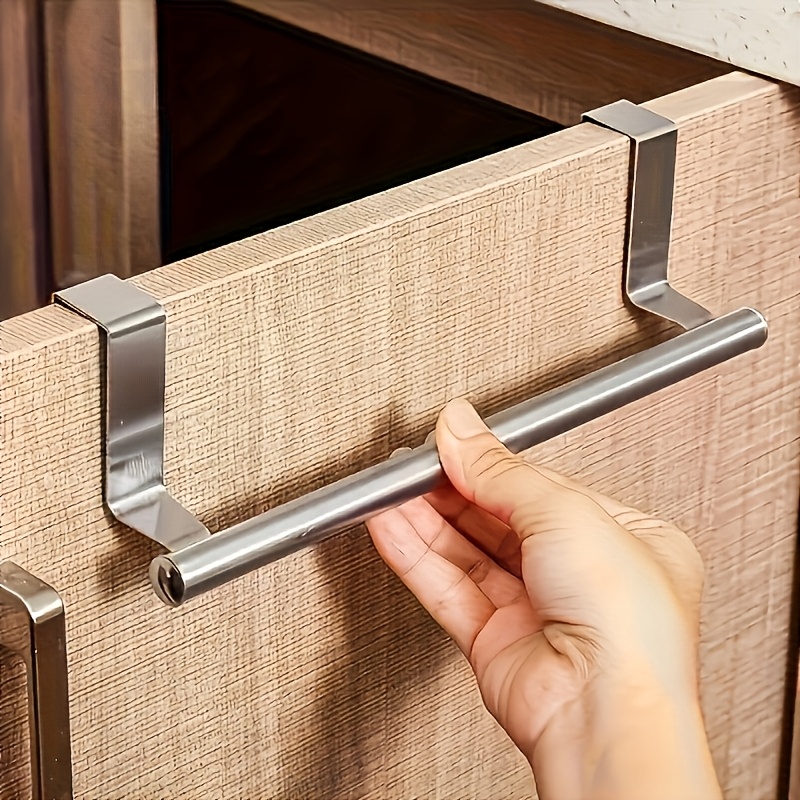 TEMU Porte-serviettes en acier inoxydable, élégant et perçage, à poser sur une porte, parfait pour ranger les serviettes dans les de bain et les