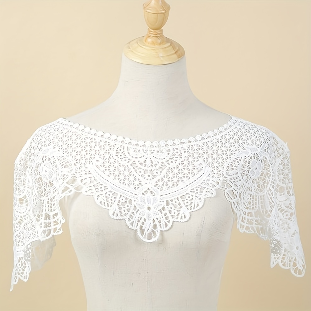 

Elegant Polyester Lace Shawl, Solid Color Hollow-out Wrap For Spring/summer/autumn, Decorative Knitted Crochet Cloud Shoulder For Hanfu, Non-stretch, Jacquard , Weddings - No Feathers