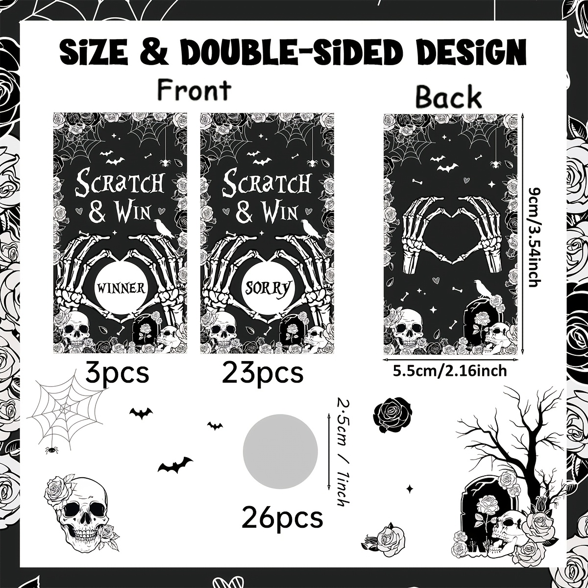 TEMU 26pcs Halloween Party , Featuring Hands, Roses, And Web Designs, Including 58.42cm 