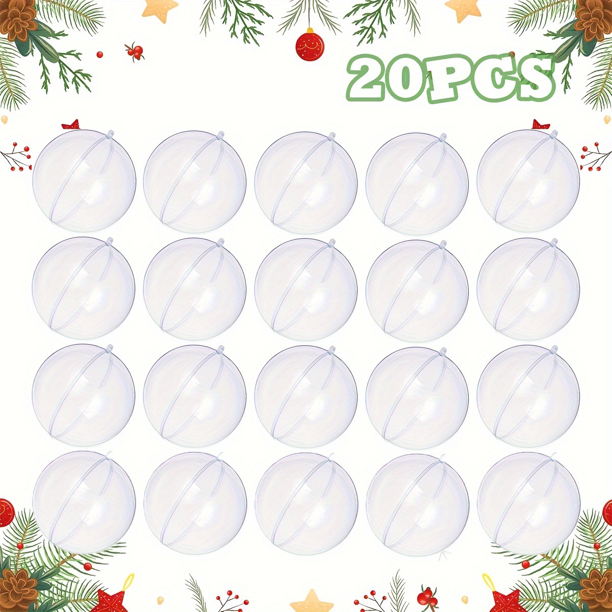 

20pcs Transparent Christmas Tree Ornaments - Diy Fillable Plastic Balls For Holiday, Wedding & Birthday Decorations