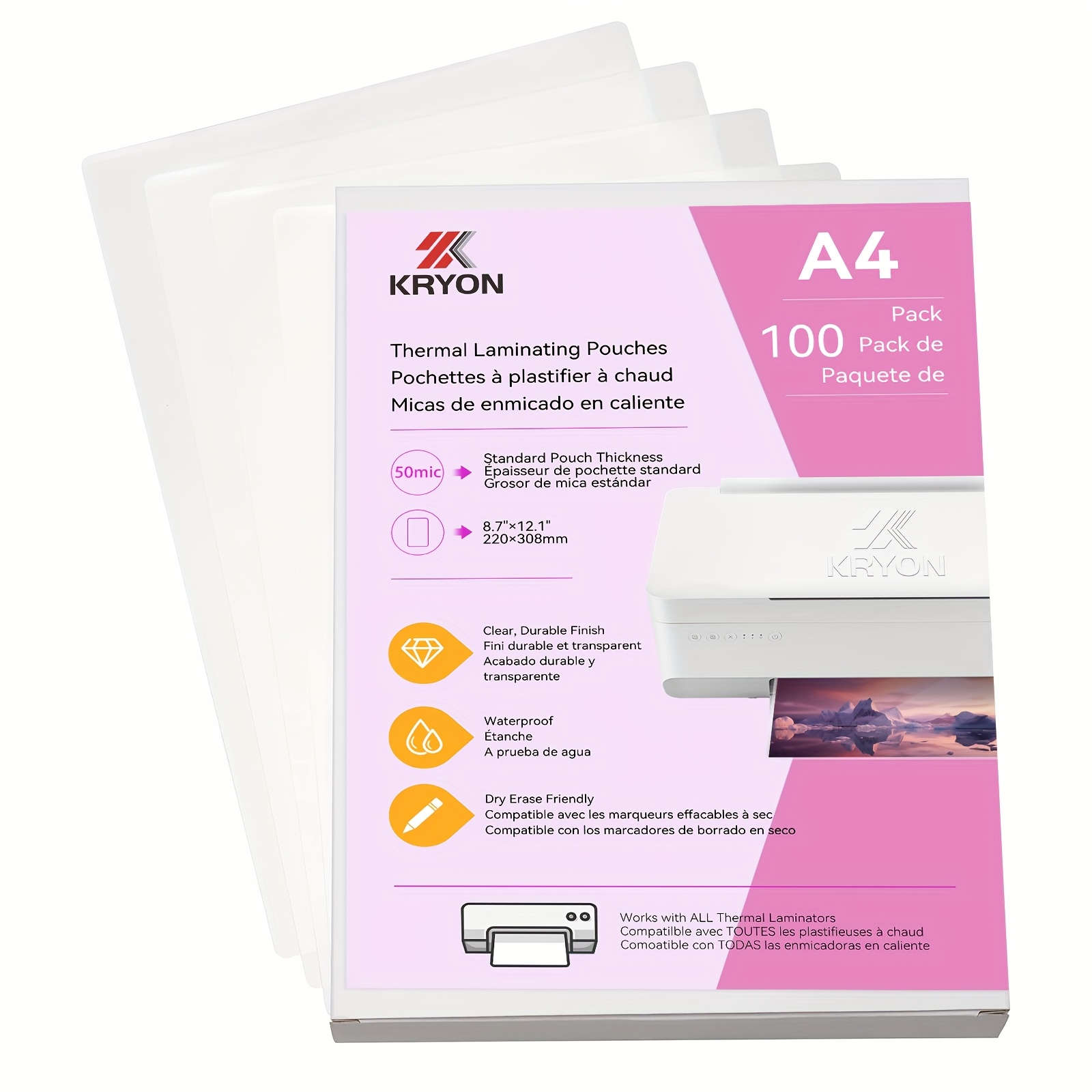 TEMU Pack Of 100 A4 Thermal Laminating Pouches Measuring 8.7 By 12.1 Inches, With A Thickness Of 50 Microns