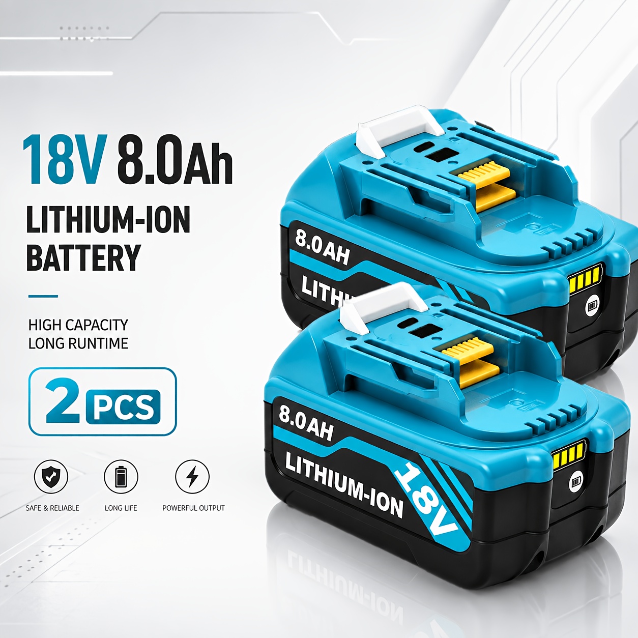TEMU 1/2/4-pack 8000mah Replacement For Makita 18v Battery For Makita 18v Batteries Bl1860b Bl1850b Bl1840b Bl1830b Bl1815b Cordless Tools