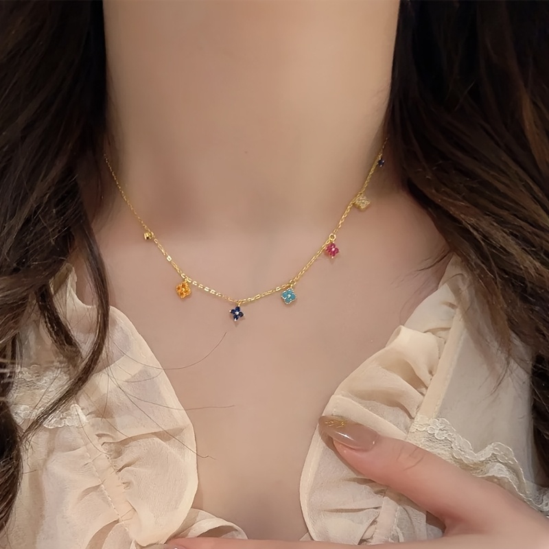 TEMU 1pc Collier à en cristal artificiel de luxe rétro élégant, chaîne clavicule délicate pour femmes, parfait pour , les vacances et , cadeau idéal