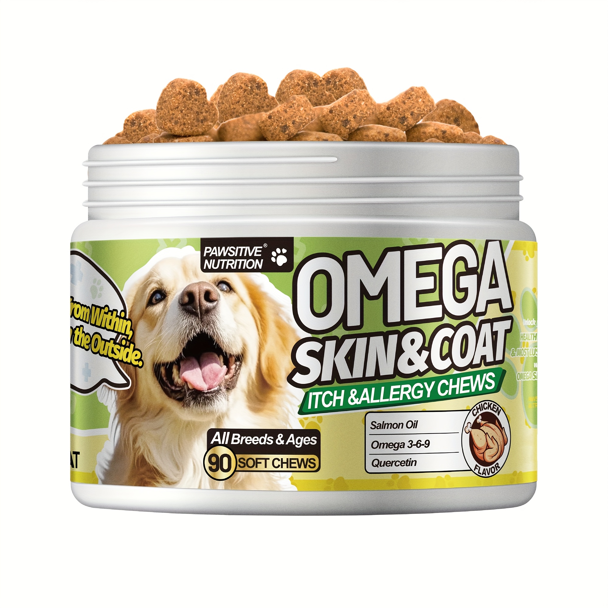 TEMU Daily 3-6-9 For All Dogs|dog Supplement|light Beige And Coat Supplement|light Beige Allergy, , | & Glossy Coat|joints, Health| 90 Chews, Chicken Flavor