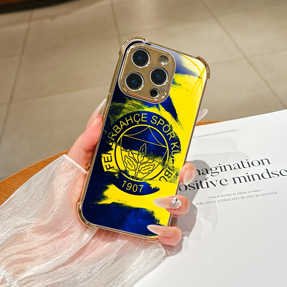 TEMU Phone Case: Fenerbahces-football Phone Case Suitable For Iphone 17 16e 16 15 14 13 12 Pro Max Xr Xsmax Shatterproof Tempered Glass Back Cover