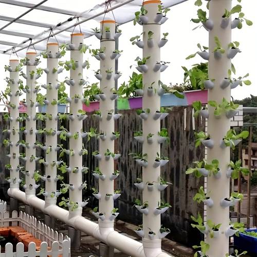 10pcs pvc tube hydroponic column growing cups balcony vegetable soilless equipment for vegetables and strawberries column tube fixed plant cups hydroponic system