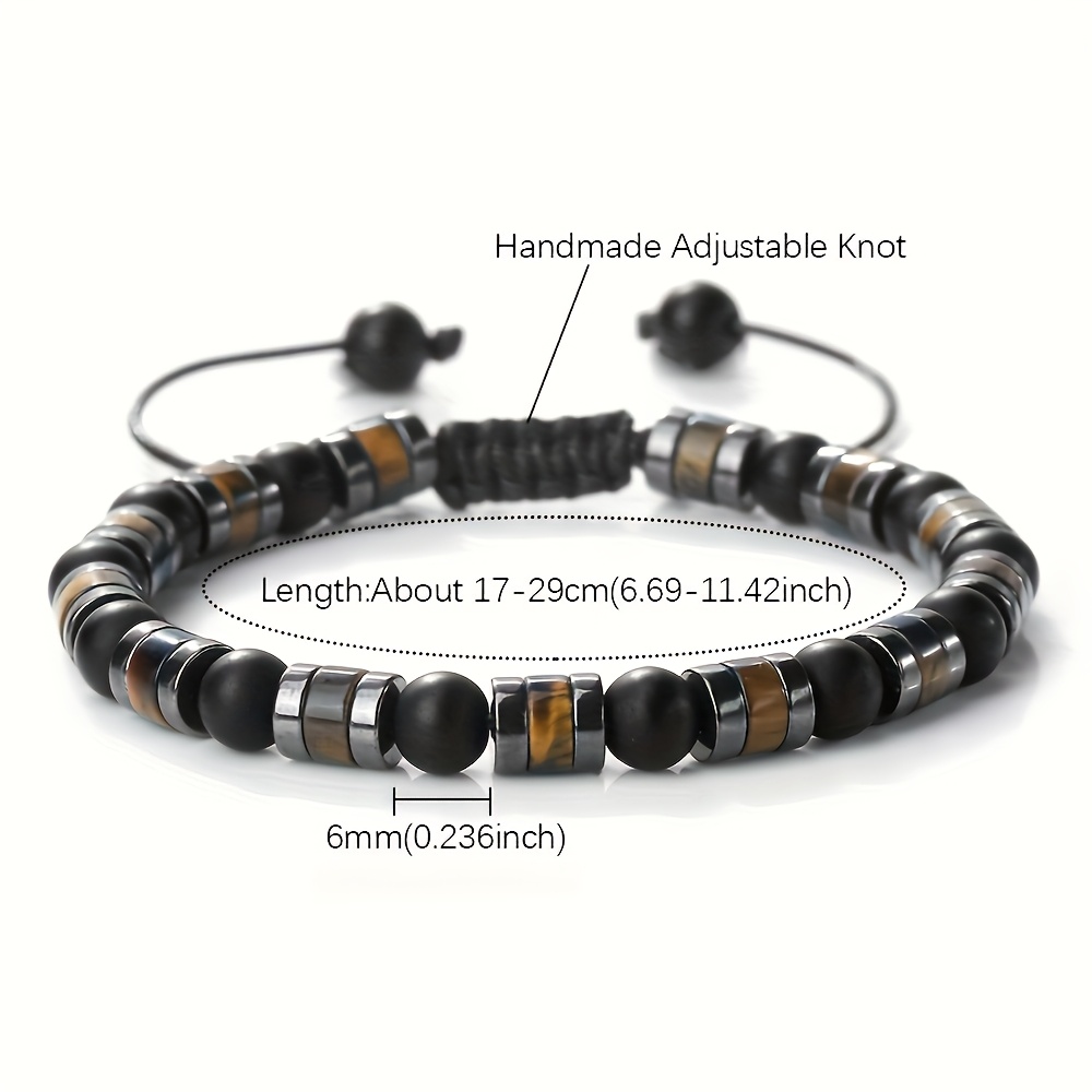 Punk-Style Woven Bead Bracelet with Tiger's Eye Spacers