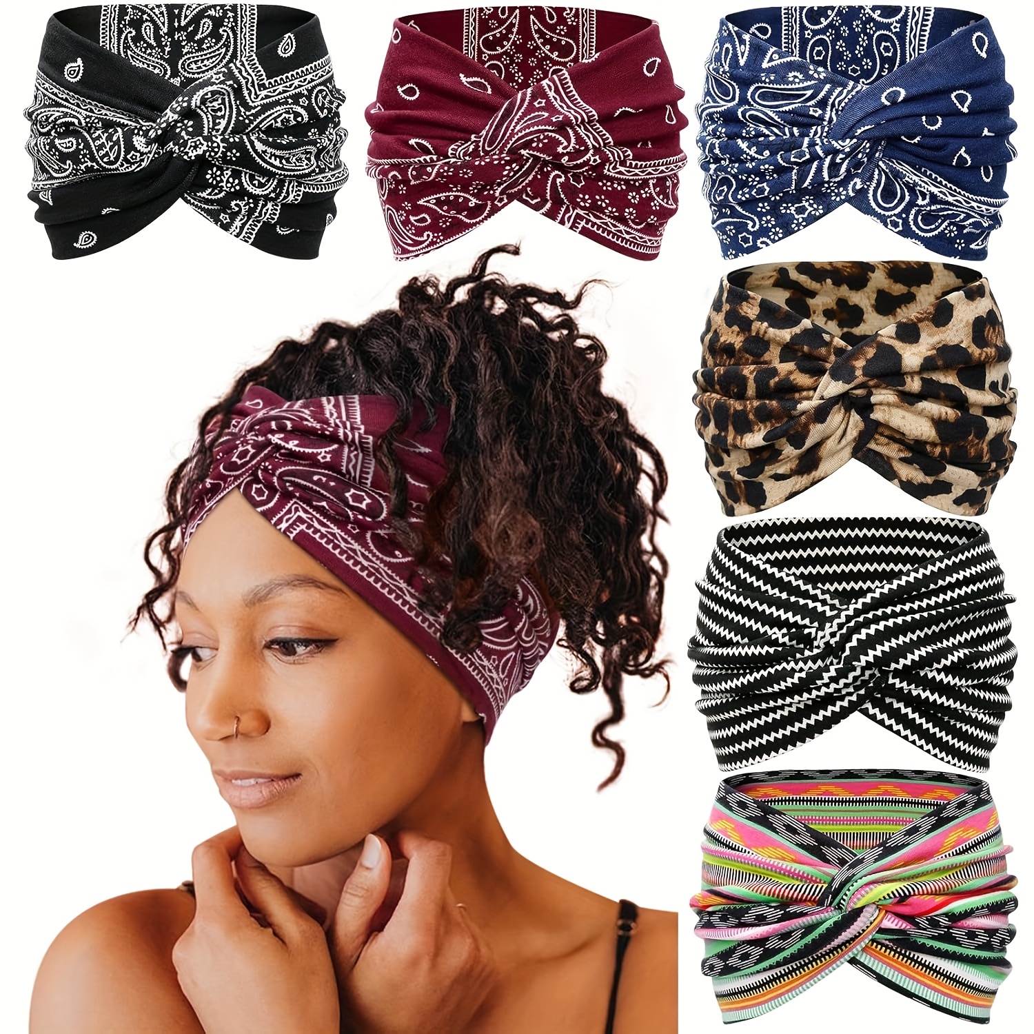 6pcs Headband Set For Women, Bohemian Headband, Twisted Hair Accessory