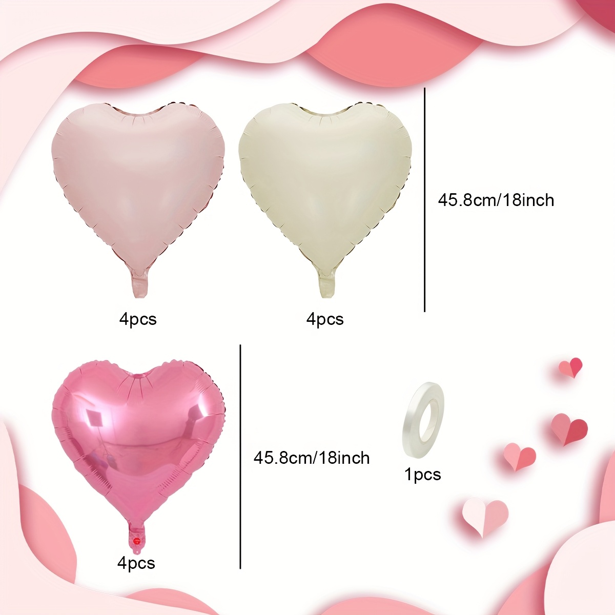 13pcs/set, Pink Cream Heart Balloon, Suitable For Valentine's Day, Engagement, Wedding Party Gatherings