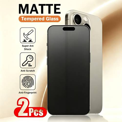2pcs Full Coverage Matte Tempered Glass Screen Protector Compatible with iPhone 17 Air/17 Pro Max/16 Pro Max/17e/16/15/14/13/12/11/Plus/X/XS/XR/XS Max/Mini 9H Tempered Glass, Anti-Fingerprints, , Case Friendly,