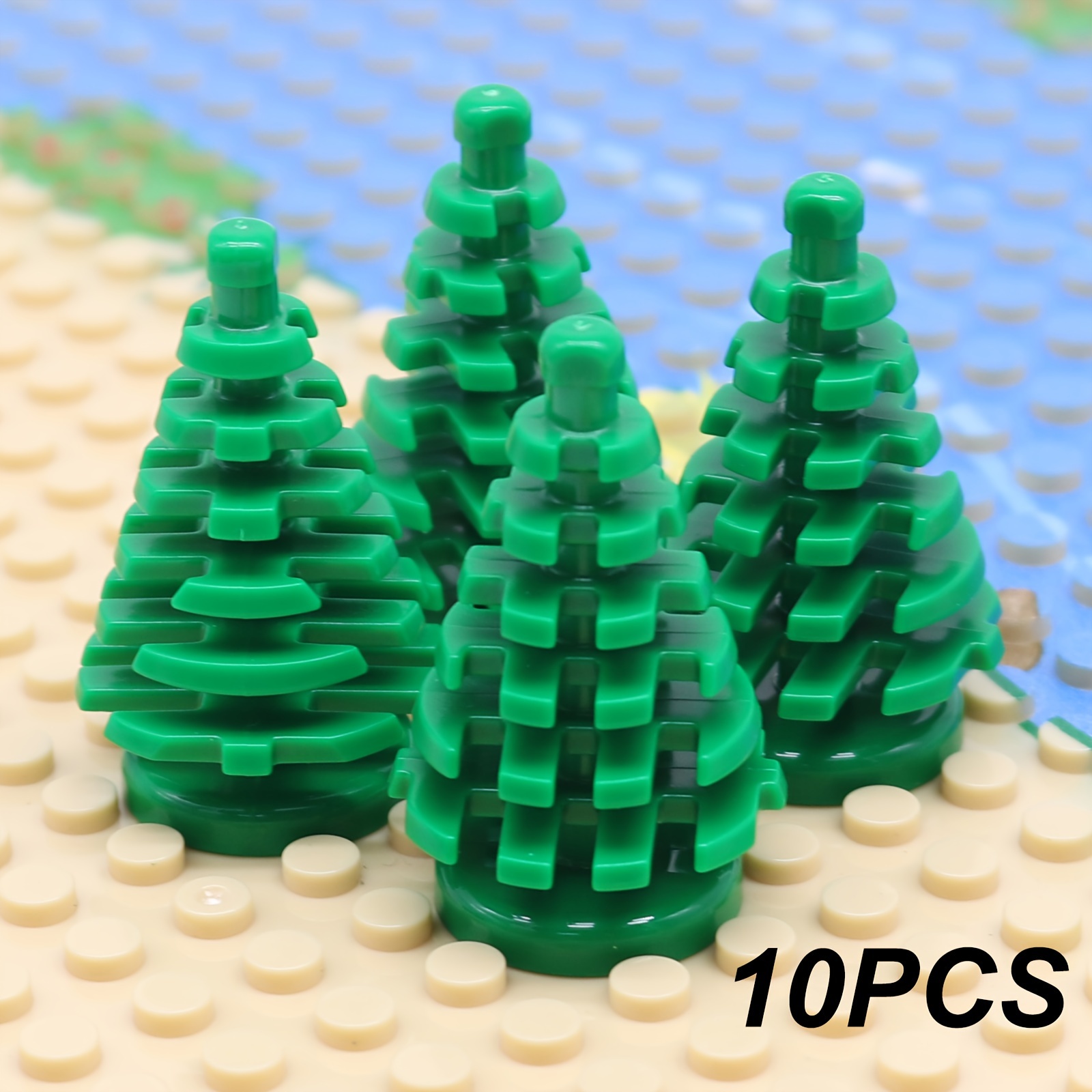 Image of 10pcs Marumine Compatible For 2435 Building Blocks Parts Suitable For City , Garden Jungle Forest Diy Pine Tree Accessories, // Color Blocks For Tabletop Role-play, Gifts