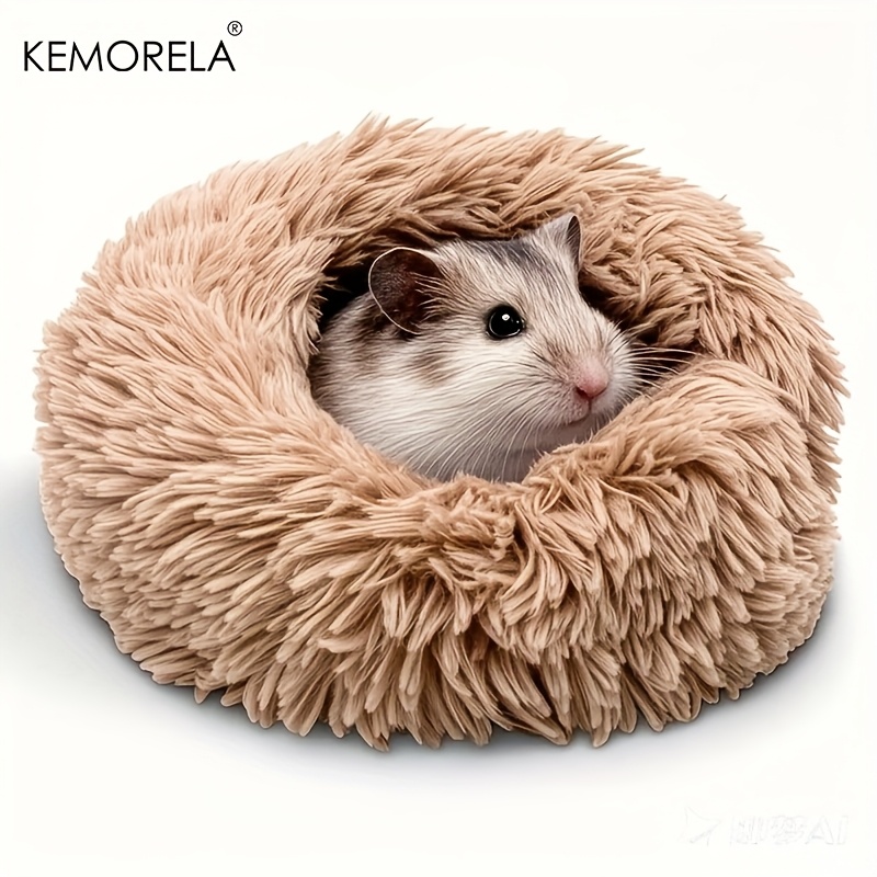 KEMORELA 1pc Ultra-Soft Plush Small Pet Nest - Cozy, Warm Hamster Sleeping Bed with Non-Slip Bottom & Insulated Padding, Perfect for Guinea & Small Animals, Round Light Blue Fluffy Design - Image 5
