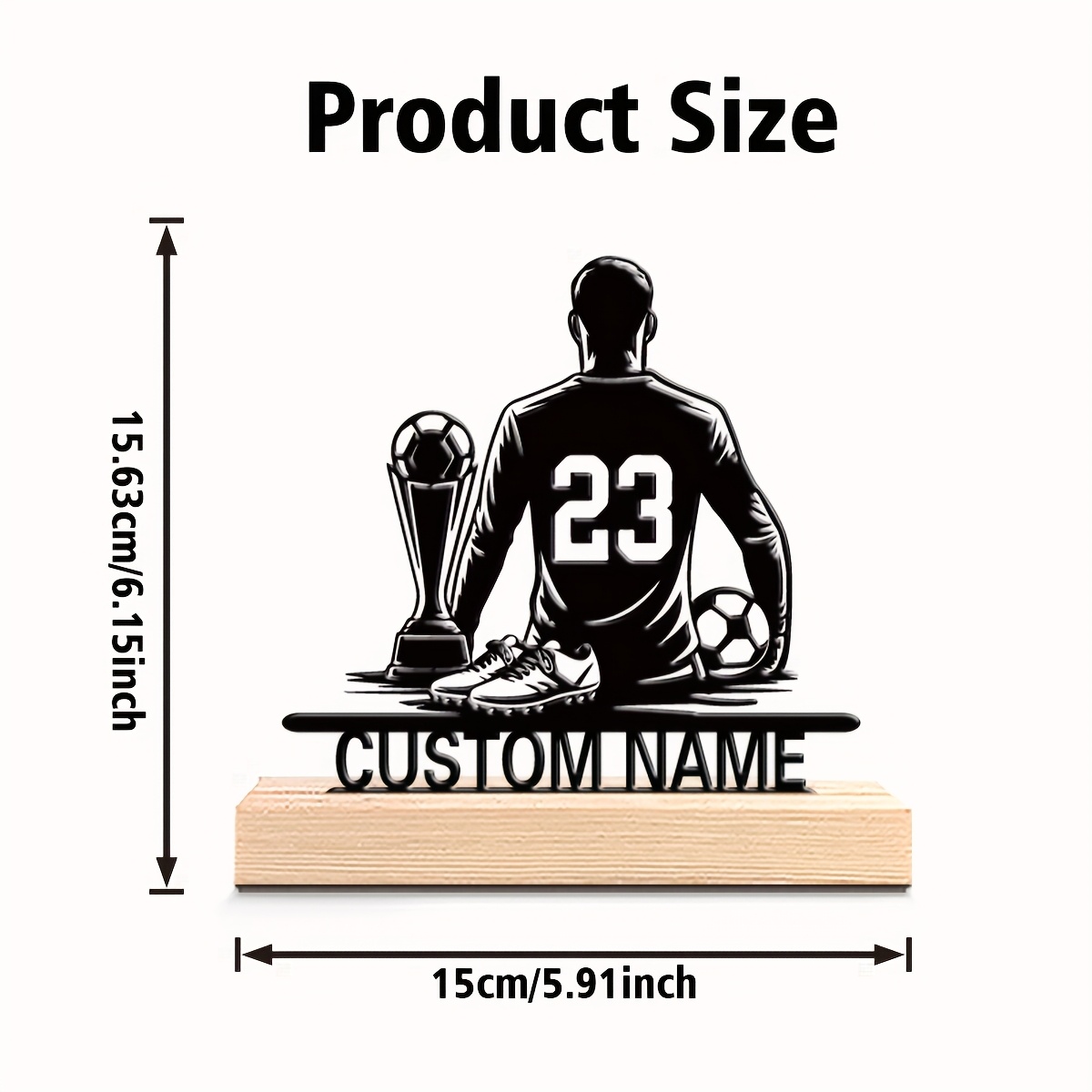TEMU 1 Personalized Customized Football Player Trophy Statue With Base, Customized Name And Number, Sports Trophy And , Bedroom Desktop Decoration,