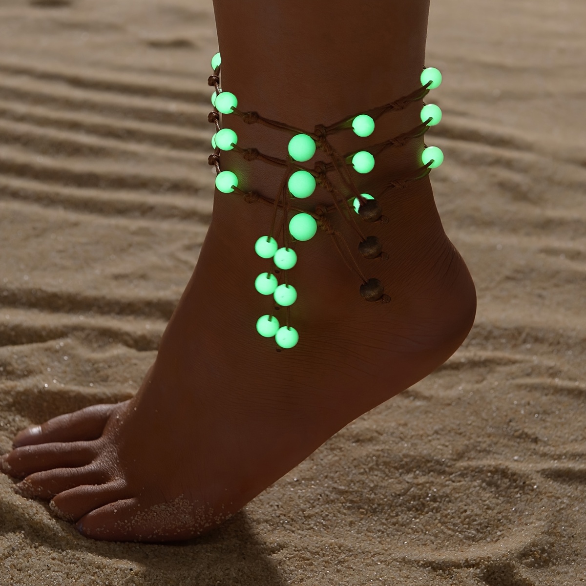 2/3pcs Simple Acrylic Bead Braided Anklet Set Bohemian Style Casual Fashion Ankle Chain