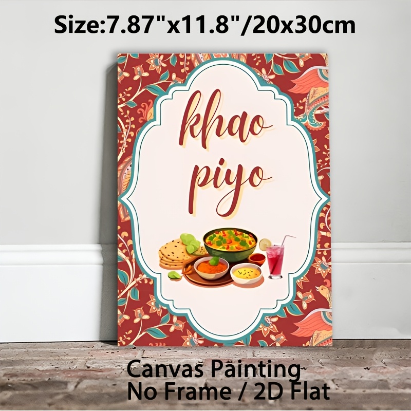 TEMU 2d Flat, 2d Flat, 2d Flat 1pc Canvas Painting Wall Art Unframed, Signs Indian Wedding Food Table Signs Signs Bundle, , Dessert Station, Jalebi,