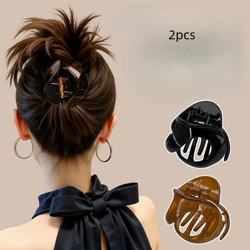 TEMU Juego de 2 pinzas de garra para el pelo con plumas atmosféricas, nuevas pinzas de calabaza medianas de forma irregular, accesorios versátiles