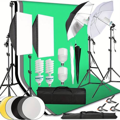 photography studio lighting kit adjustable 2mx3m background support color backdrop fabric studio softbox lighting kit photography umbrella continuous lighting for product portrait video shooting