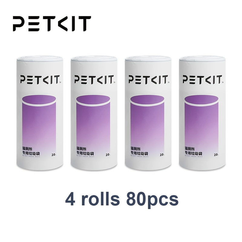 4 Rolls/80 Bags Petkit Purax Replacement Waste Bags, Extra Thick Litter Box Waste Bags, Ideal For Waste Container Bags, Suitable For Self-cleaning Litter Boxes