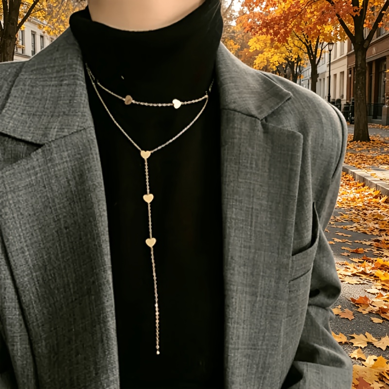 Elegant 304 Stainless Steel Double-Layer Golden Women's Necklace