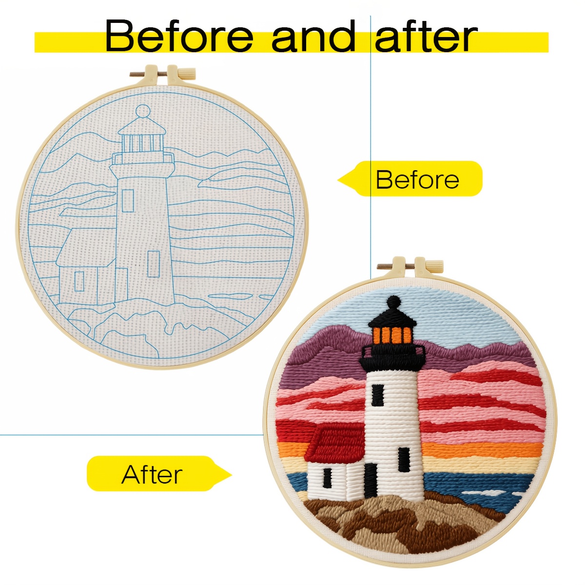 DIY Punch Needle Embroidery Kit with 20x20cm Design