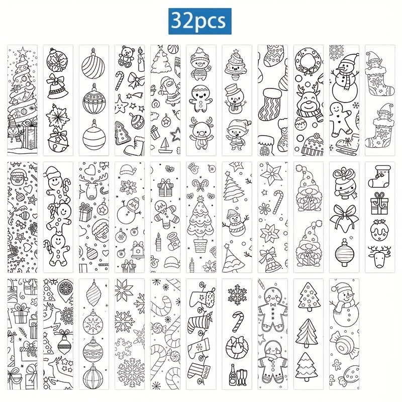 Image of 32pcs Set Of Christmas-themed Cartoon Bookmarks Featuring A Minimalist Line Art Design, Decorative Page Markers – An Gift For Students, Educators, And Book Enthusiasts, Perfect As A Reading Incentive