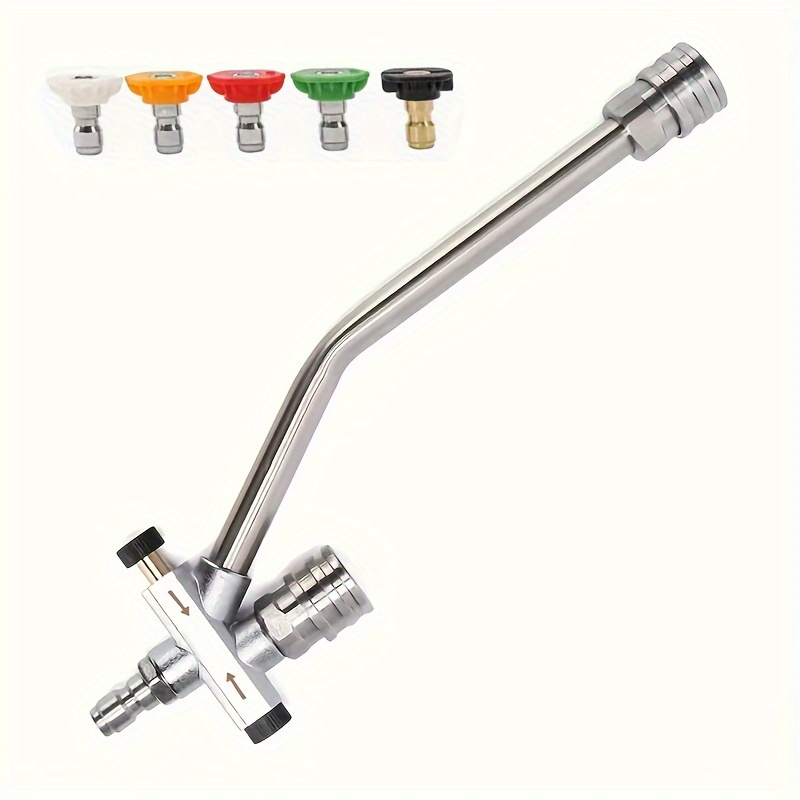 TEMU Pressure Washer Foam Cannon With Dual-connector Accessory, Power Washer Double Tip Attachment For Soap Cannon, With 5 Pressure Washer Sprayer Nozzles 1/4" Quick Connect