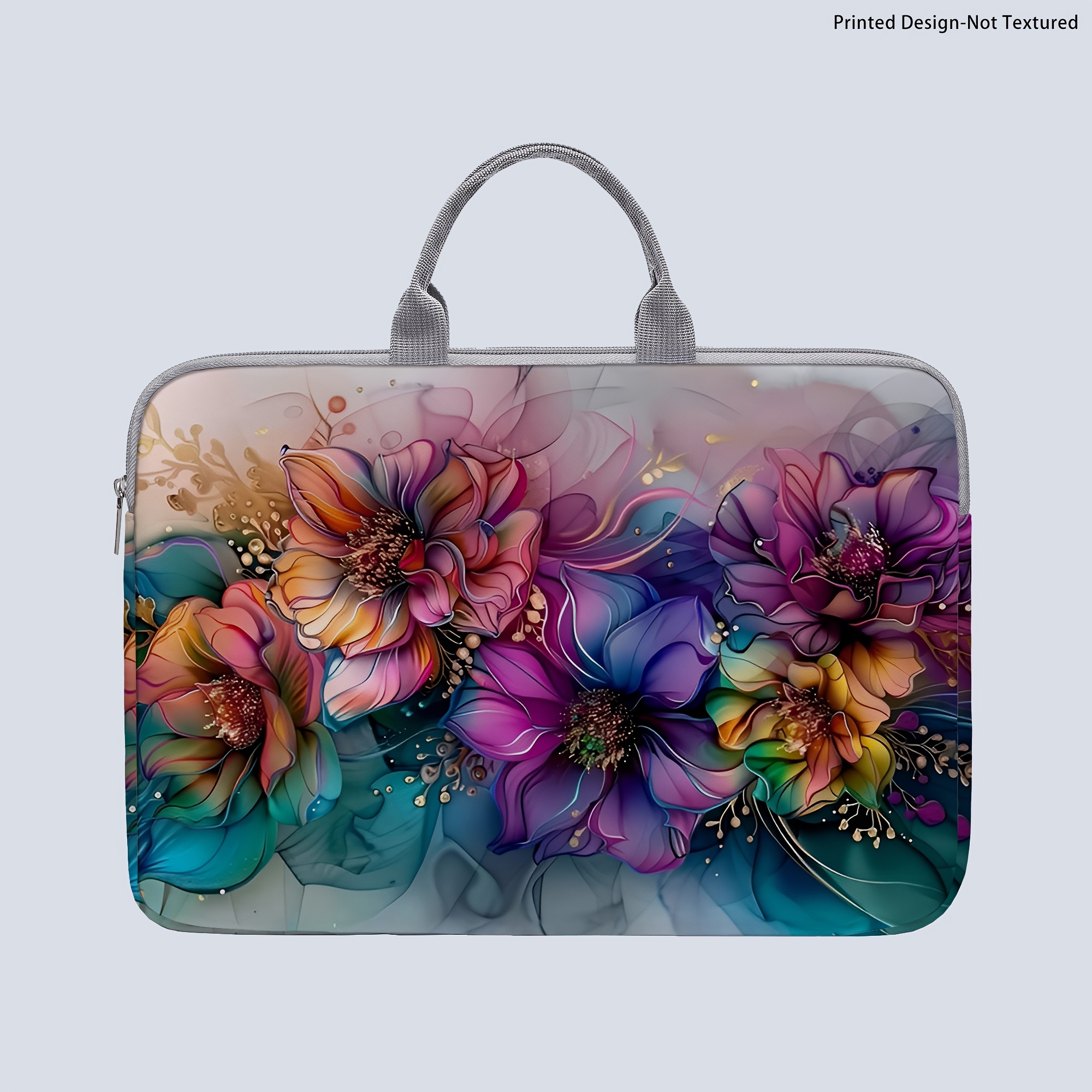 TEMU [printed Design-not Textured] 1 Laptop Sleeve, Floral Print Laptop Sleeve, Briefcase-style Fabric Sleeve, Fits 14-inch Laptops, Soft Laptop