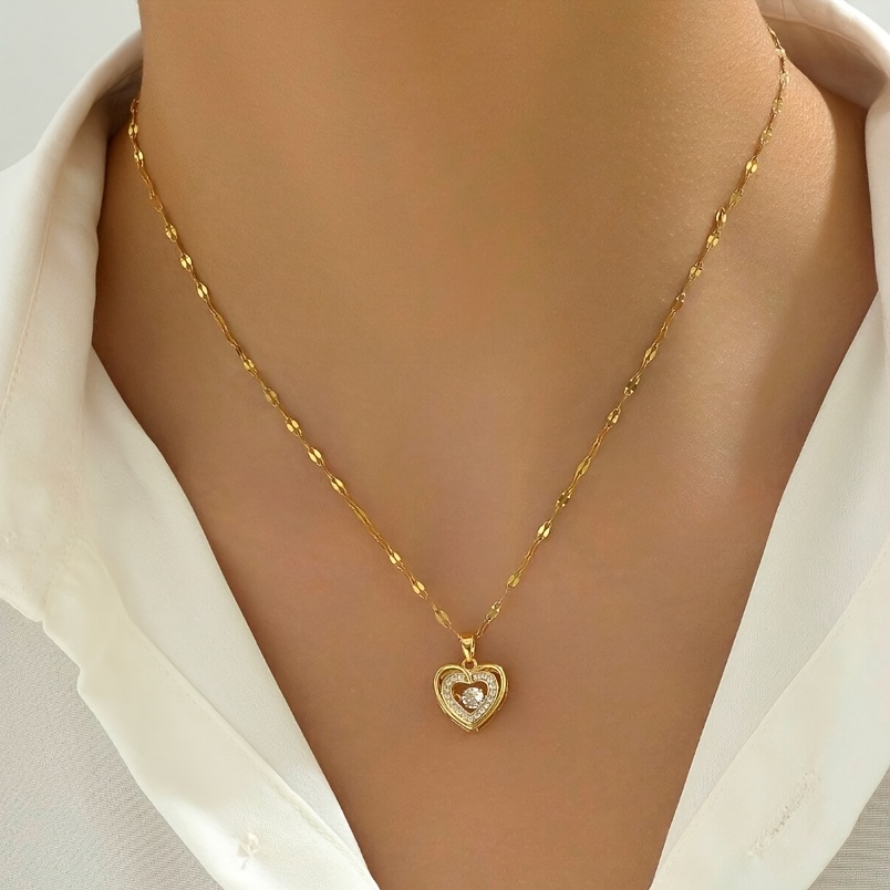 Image of 1pc Moving Pendant Necklace, Featuring A Cute And , Suitable For Women's Casual, Vintage, Fashion, Streetwear, Commuting, And Holiday Party Looks For Valentine's Day