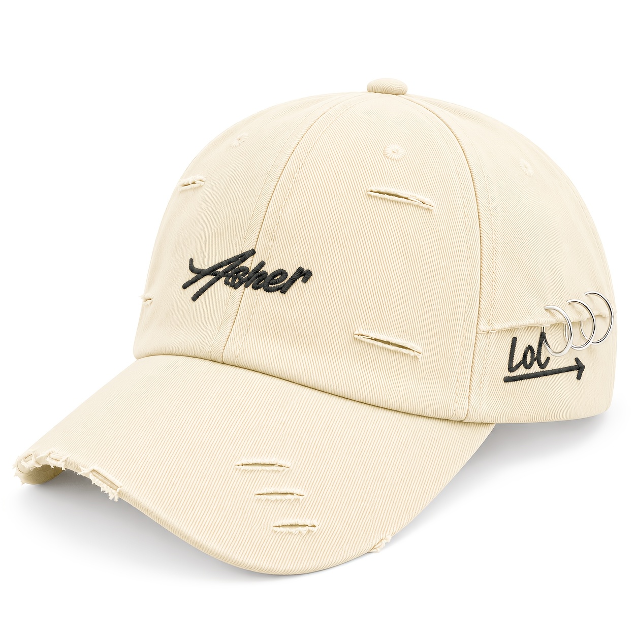 Image of 1pc Vintage Ripped Baseball Cap Washed Distressed Dad Hats Letter Embroidery Unisex Hip Hop Sun Hats For Women And Men