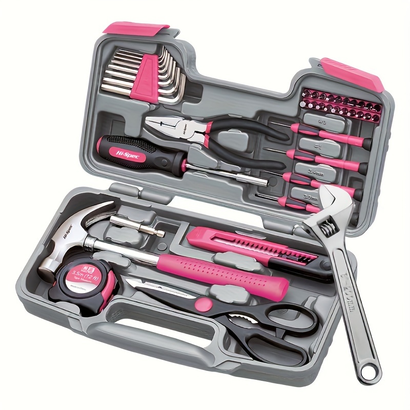 

Goxawee 40-piece All Household Pink Tool Kit For Girls, Ladies And Women - Includes Tools For Home, Garage, Office And College Dormitory Use