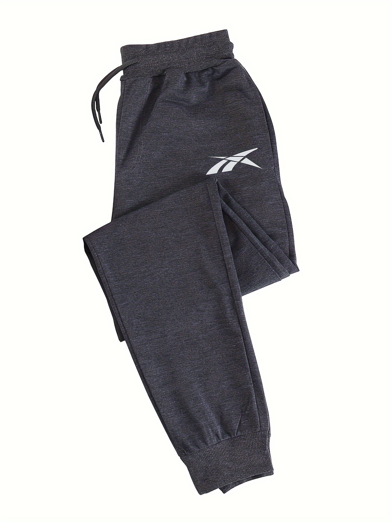 Men's Polyester Track Pants With Print - 100% Polyester Knit Fabric Mature Style Slight Stretch Cross Strap Details Regular Fit