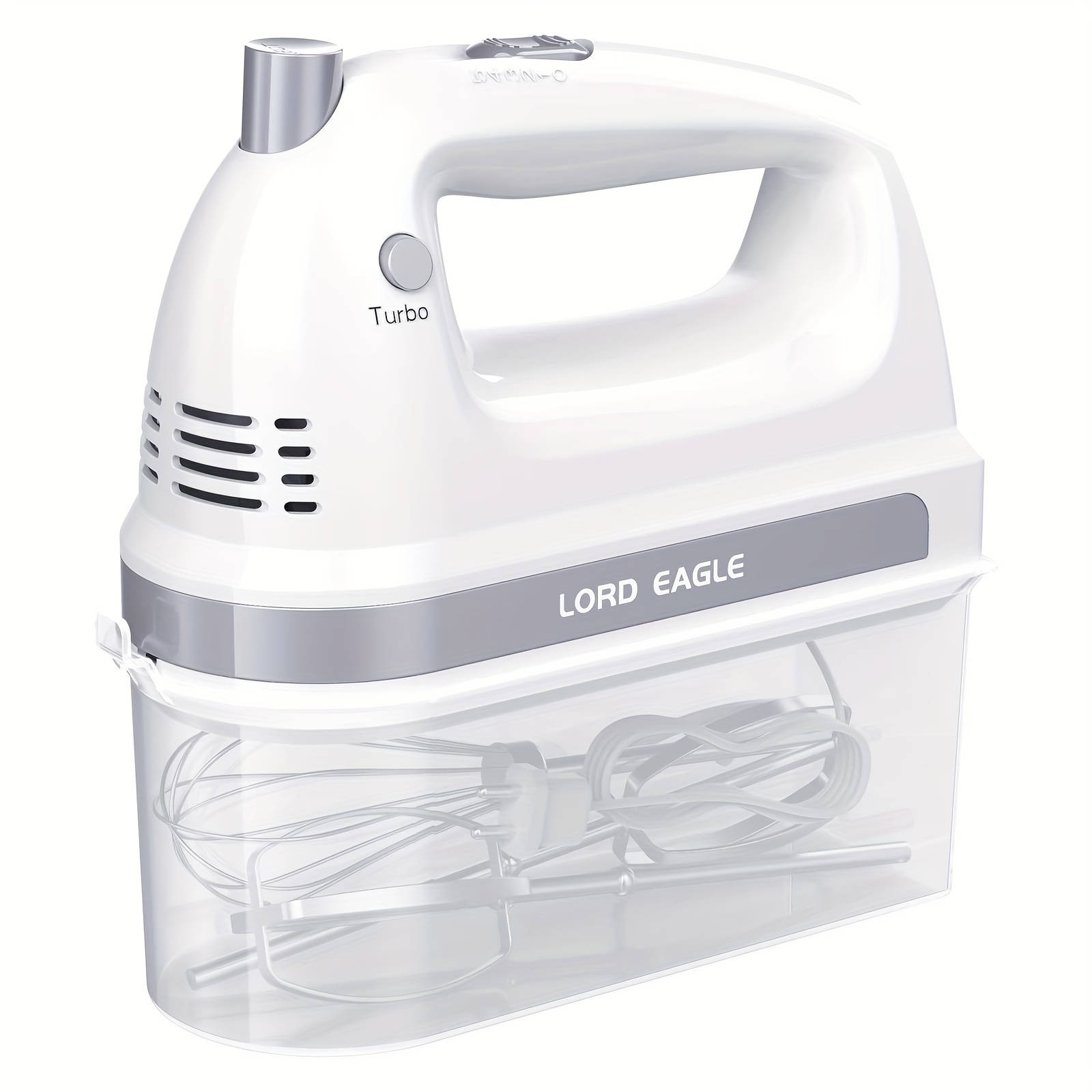 TEMU Hand Mixer Mini, 300w Power Handheld Mixer Kitchen For 5-speed Baking Cake Egg Cream Food Beaters Whisk, With Storage Case, White, Cake Mixer,