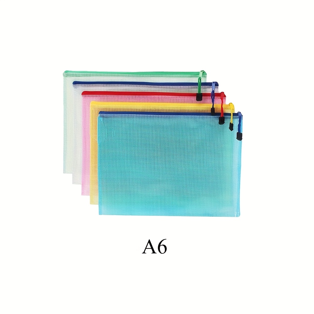 TEMU 5pcs (5pcs) 5-color Zippered Mesh Pouches - Lightweight Storage Bags Suitable For Travel, School, - Portable Zipper Closure For Crafts, Snacks,,