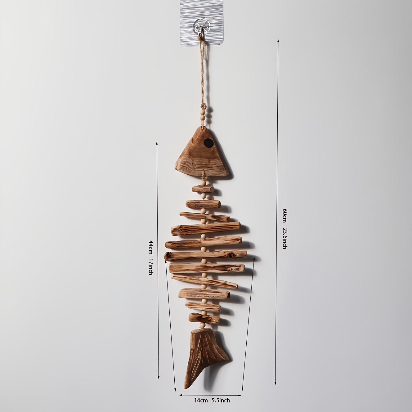 A Wooden Fish-shaped Hanging Ornament, Creatively Designed Like Fish Bones, Perfect For Home Wall Decoration
