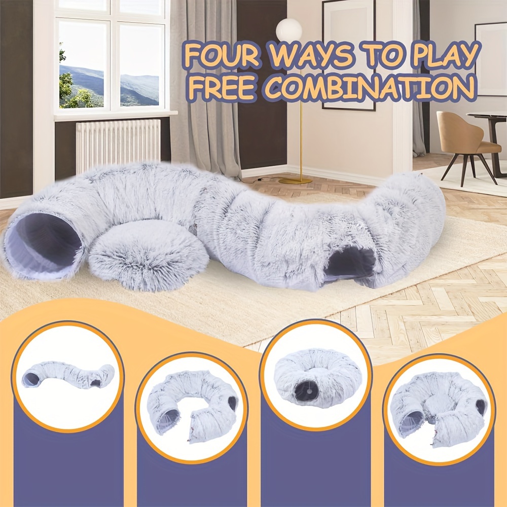 

Tunnel pour Chat Nid pour Chat Tunnel de Jeu avec Coussin Peluche pour un Sommeil