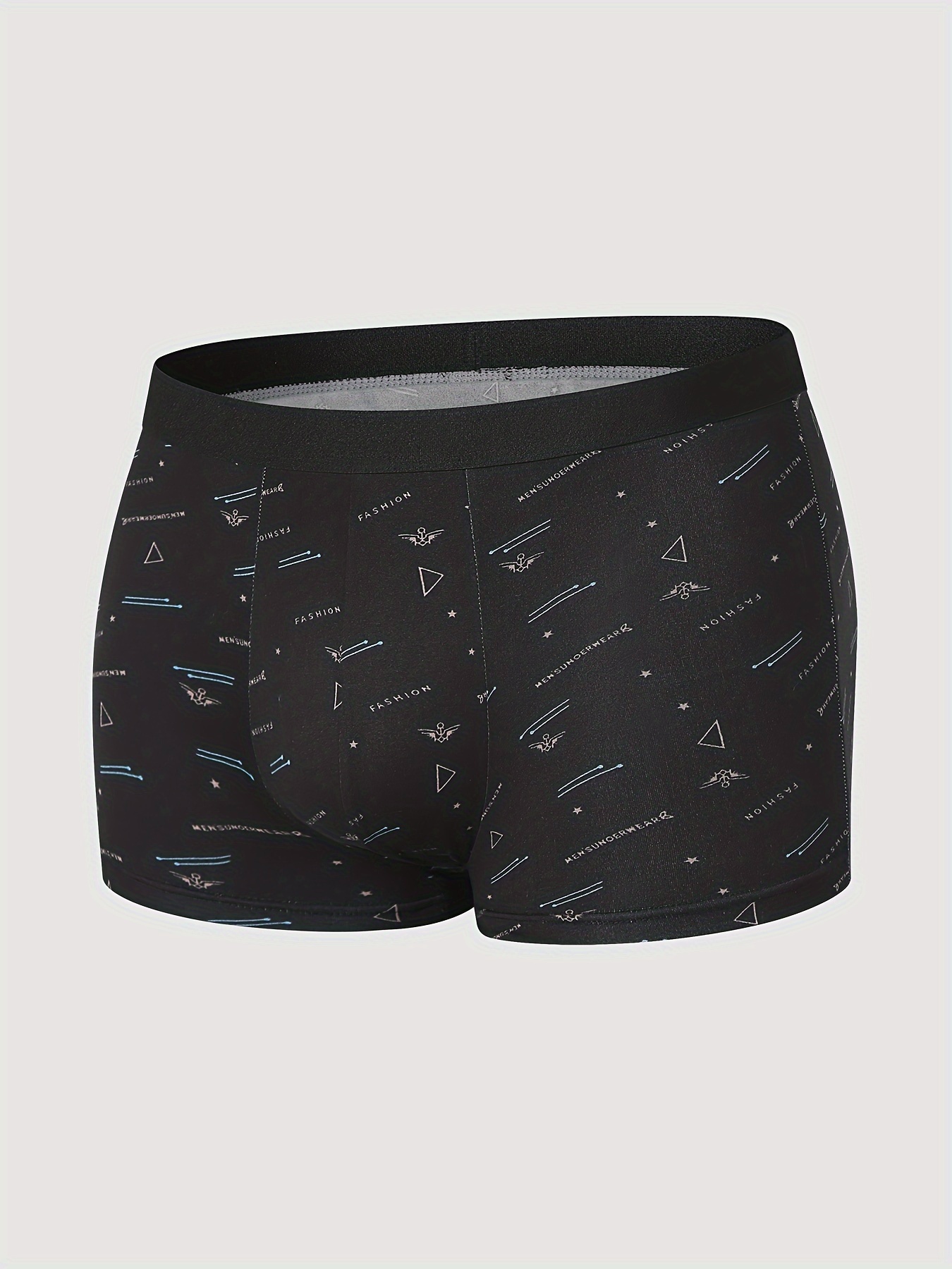 4pcs Men's Fashion Print Boxer Briefs Underwear Set Crotch Breathable Stretch Mid Waist Shorts Briefs Underwear