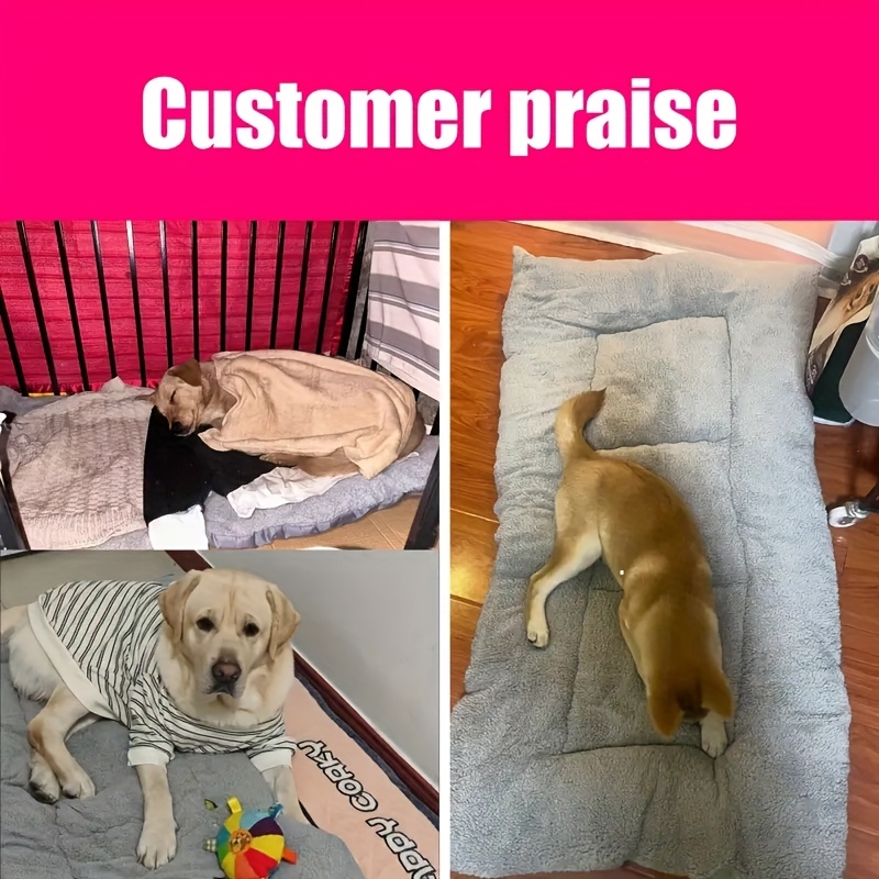 extra large plush dog bed sofa cat nest dog cage mat thickened super soft polyester pet mat suitable for small medium and large cats and dogs cute rectangular sofa 5